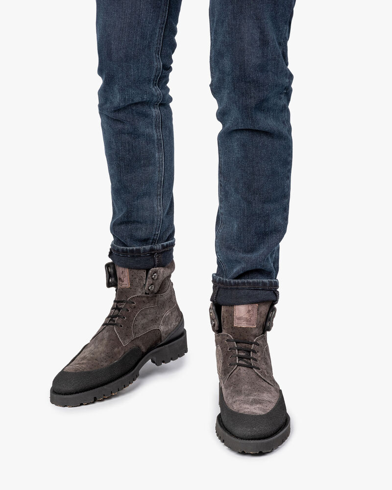 Lace boot grey suede leather