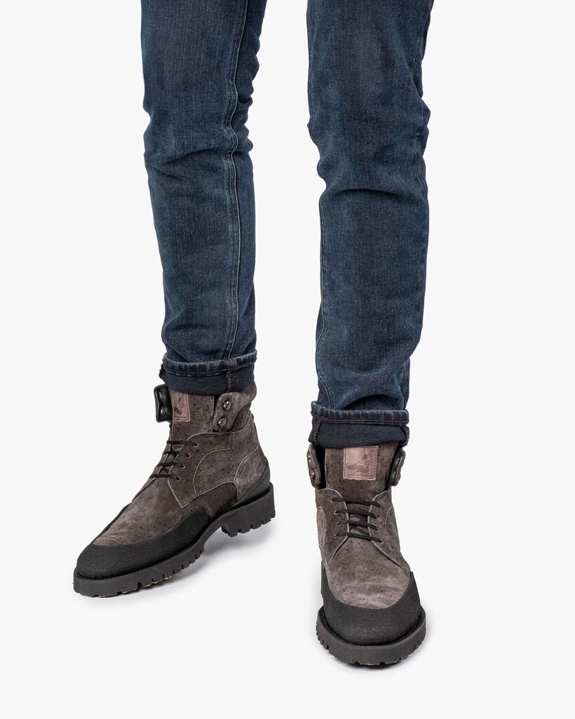 Lace boot grey suede leather