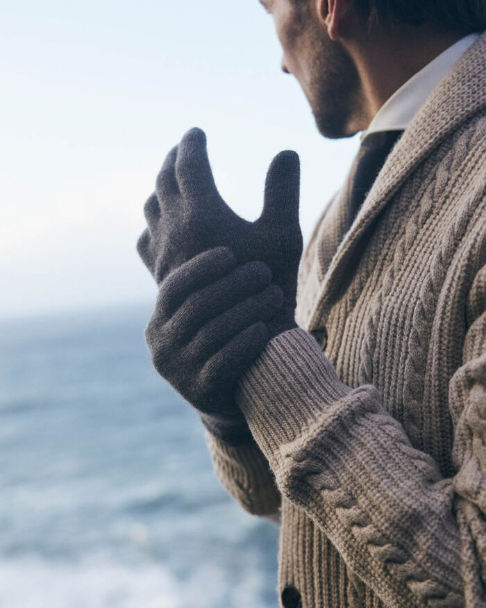 Handschuhe Wolle grau