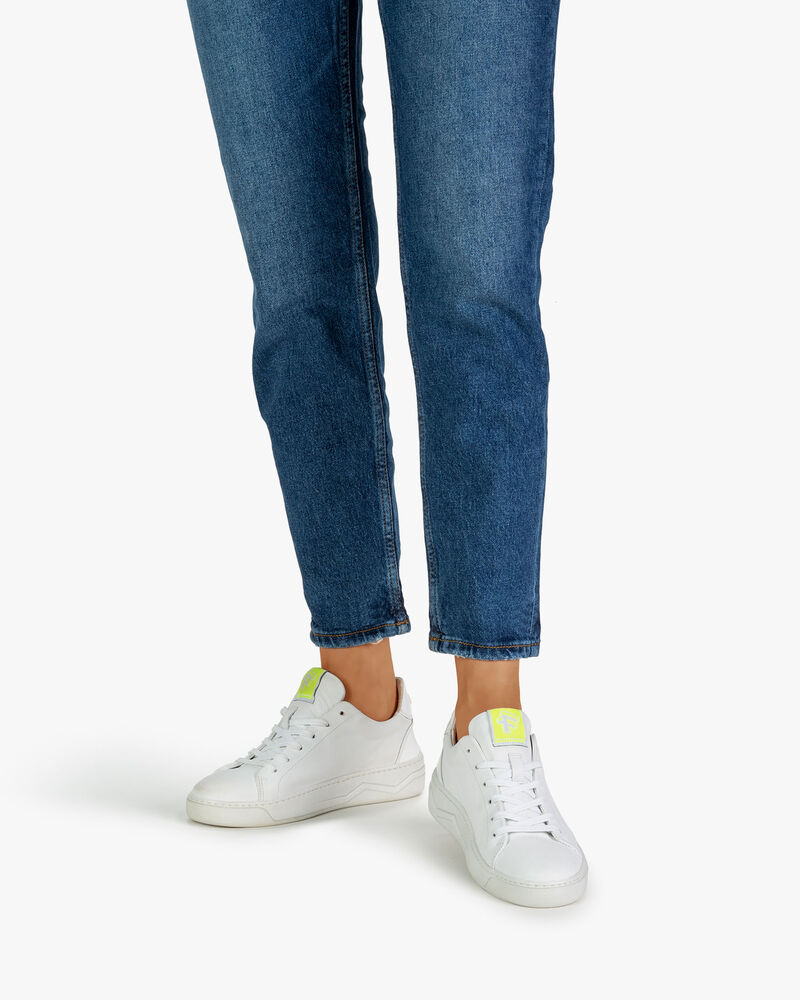 Sneaker Leder mit Print wei&szlig;