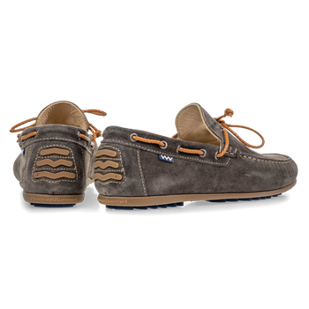 Moccasin suede leather dark grey