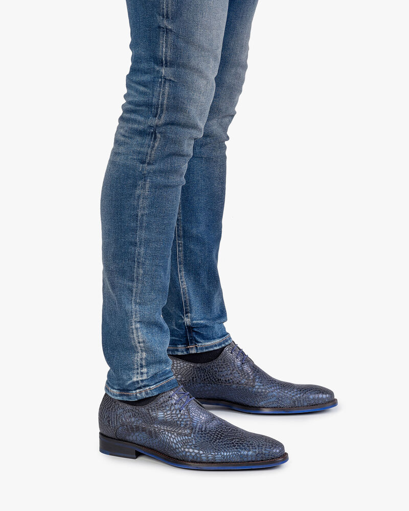 Schn&uuml;rschuh metallic blau