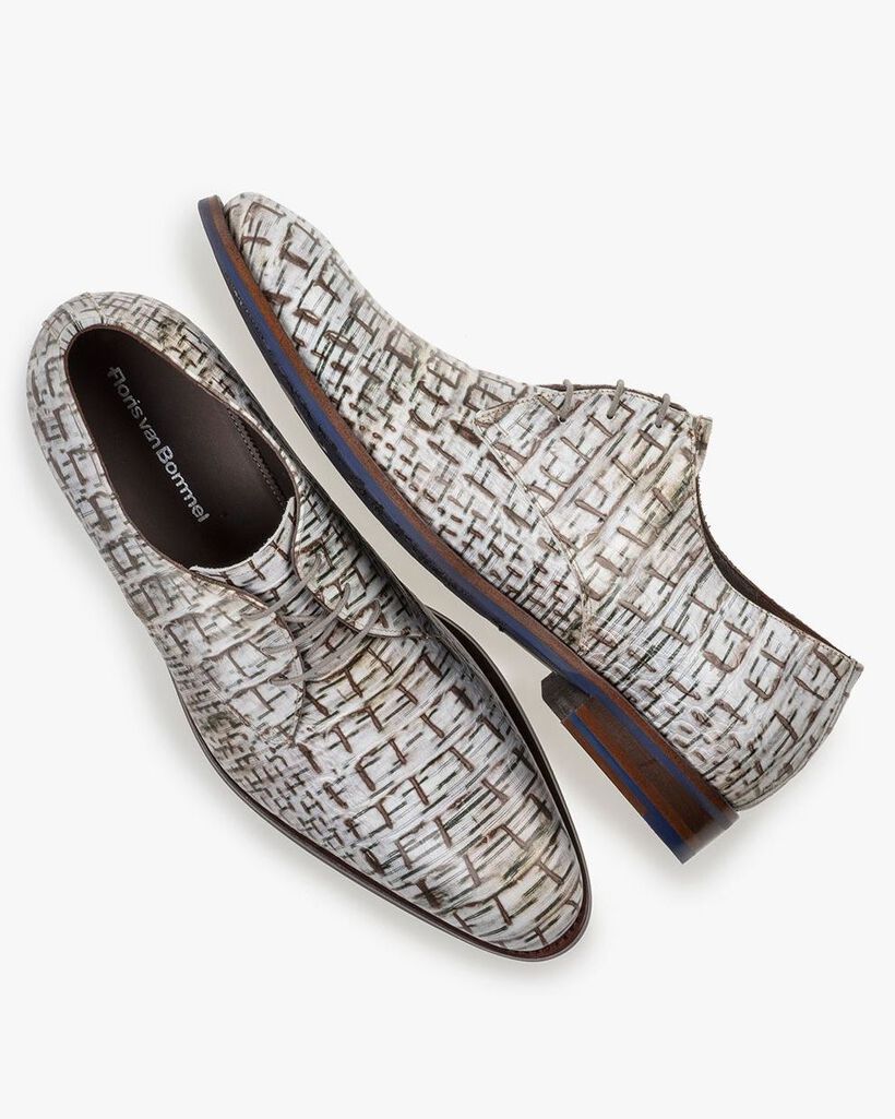 Schn&uuml;rschuh mit Print cremewei&szlig;