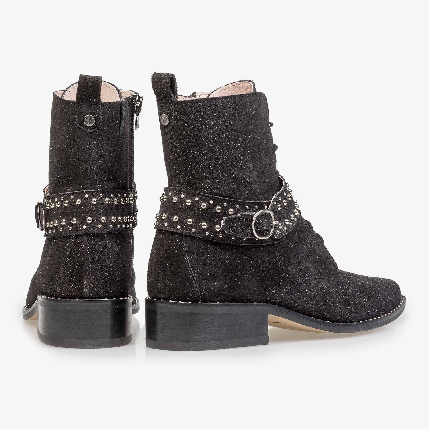 Black suede studded ankle boots clearance