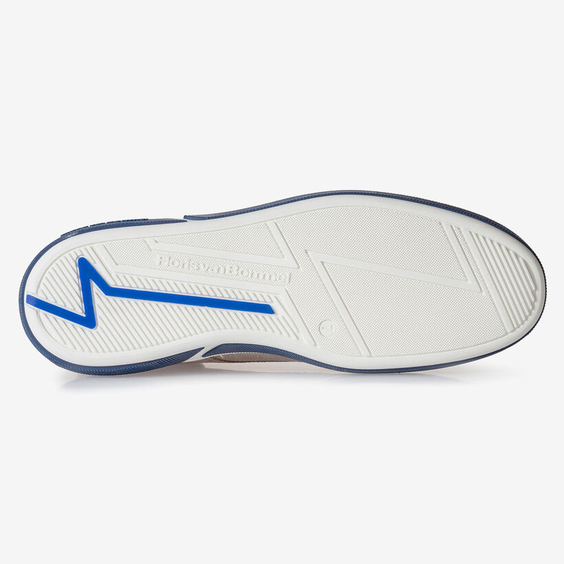 Taupe-coloured suede leather lace boot with print