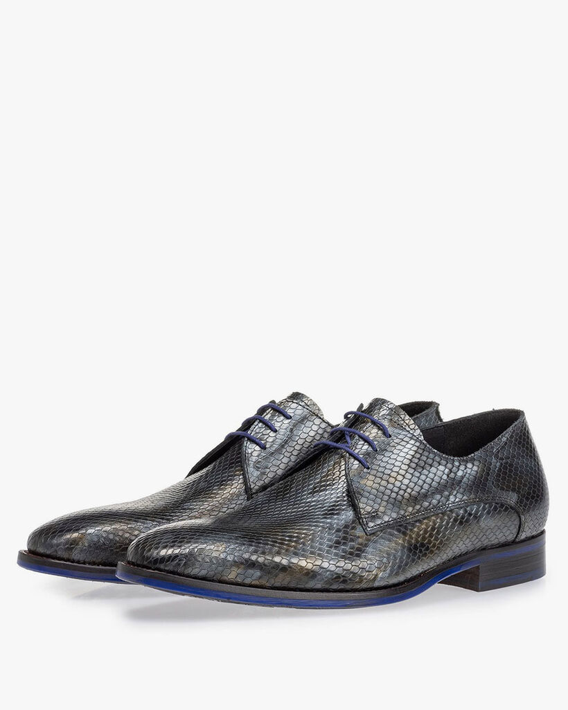 Schn&uuml;rschuh metallic grau