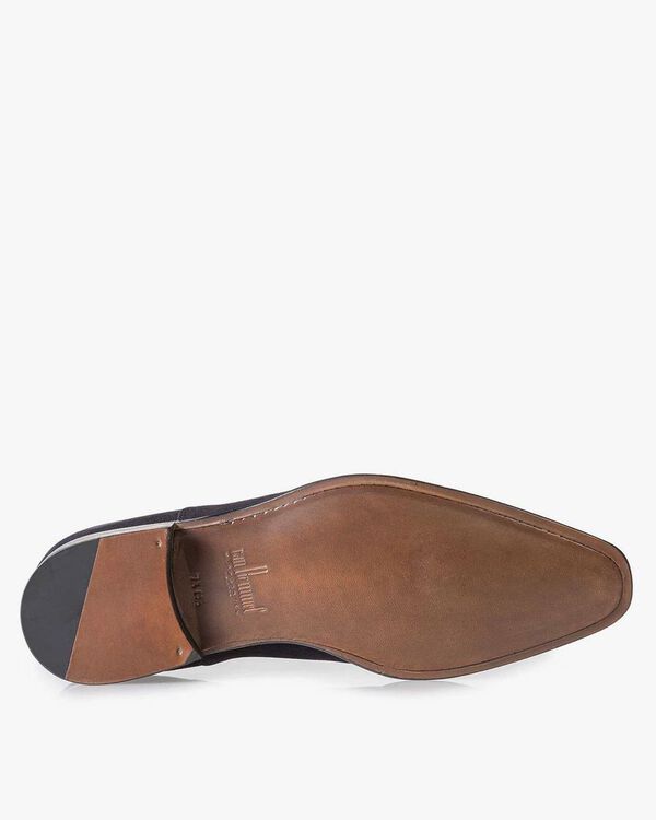 Dunkelblauer Kalbswildleder-Schn&uuml;rschuh