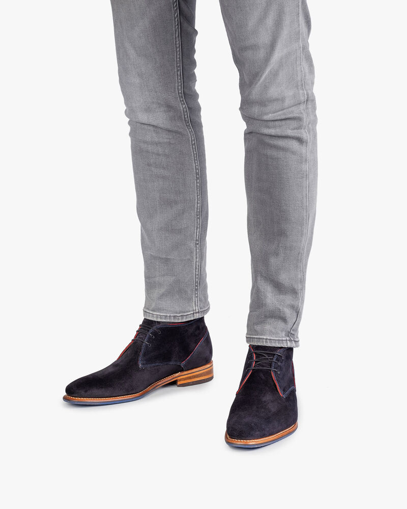 Schn&uuml;rstiefel Wildleder blau