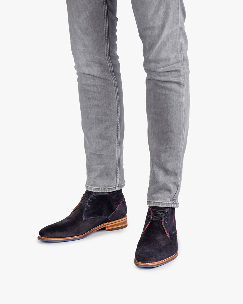 Schn&uuml;rstiefel Wildleder blau