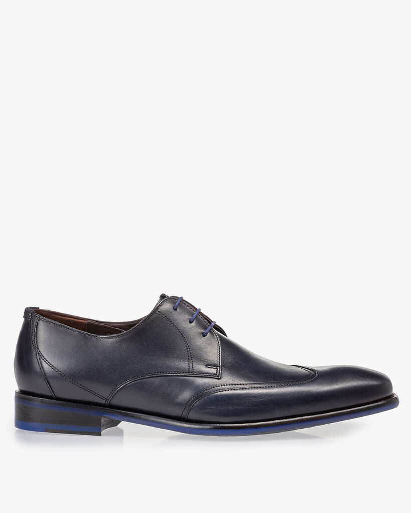 Lace shoe dark blue calf leather