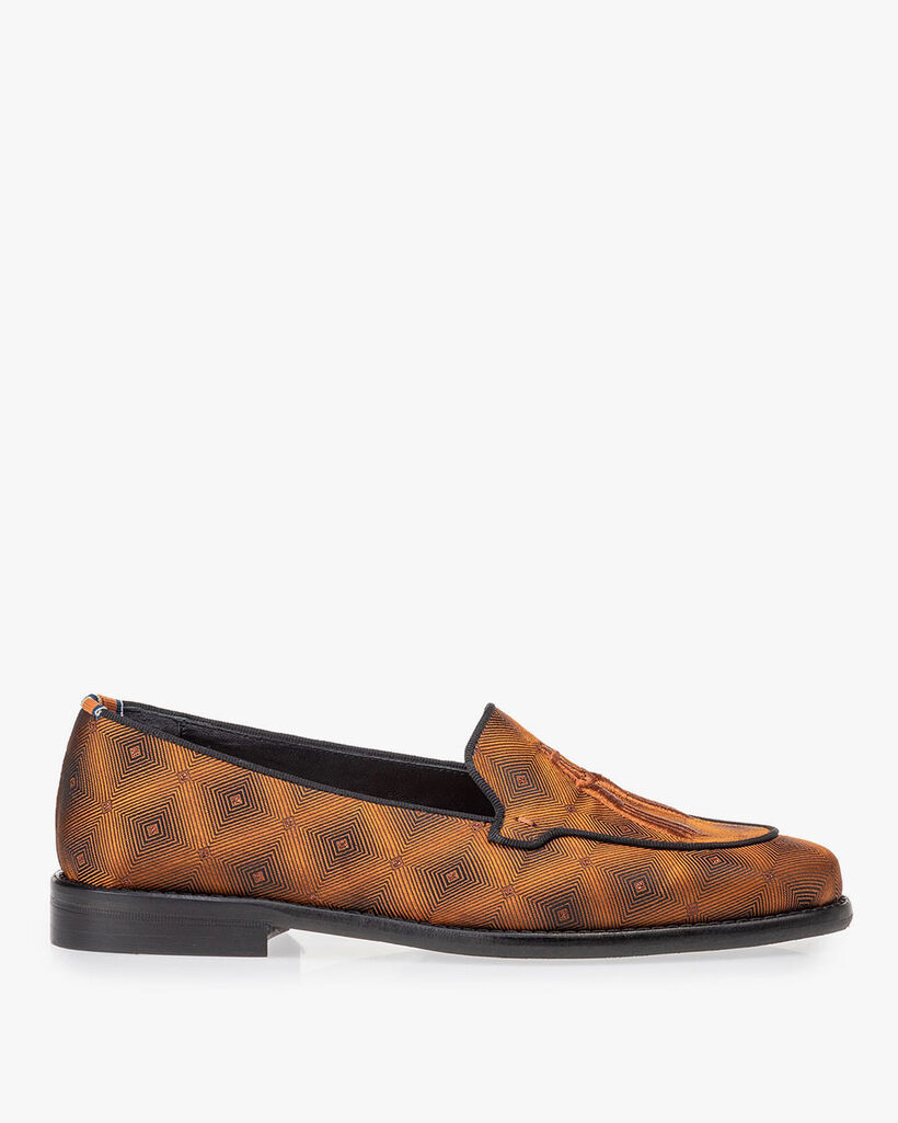 Loafer braun Textil mit Print