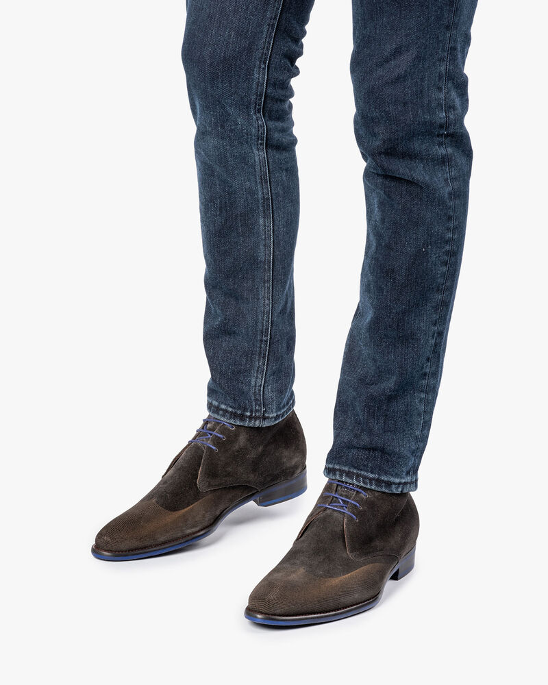 Schn&uuml;rstiefel grau mit Print