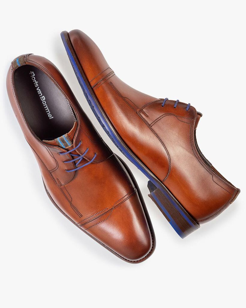 Schn&uuml;rschuh Kalbsleder cognac