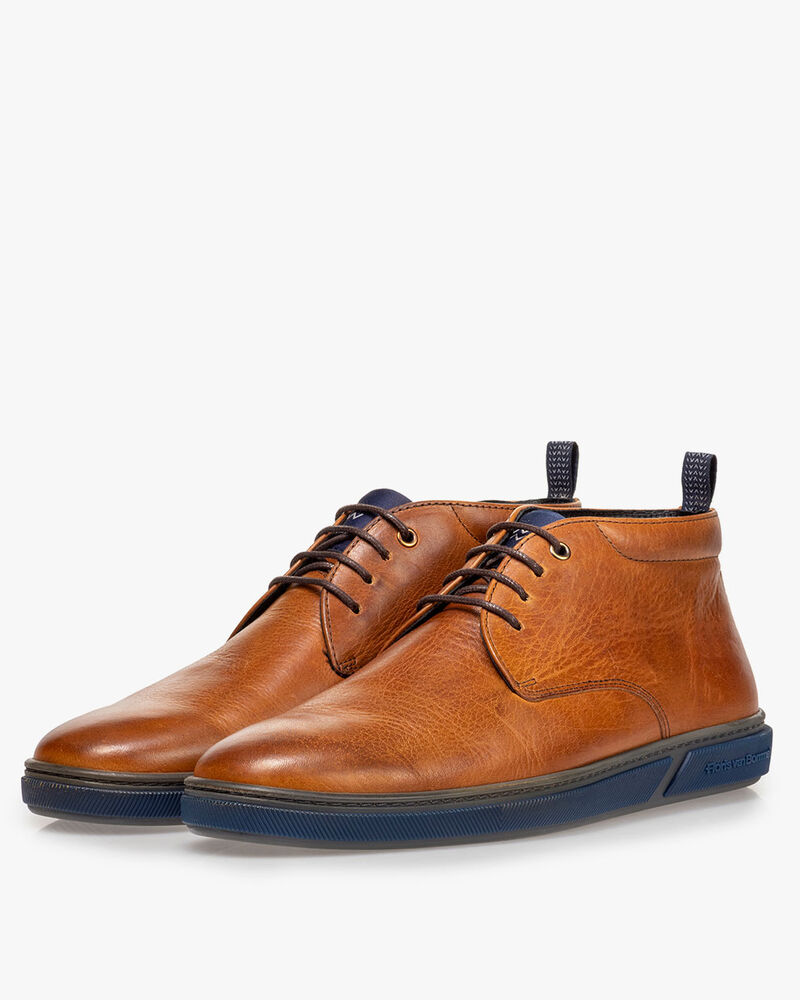 Schn&uuml;rstiefel Kalbsleder cognac