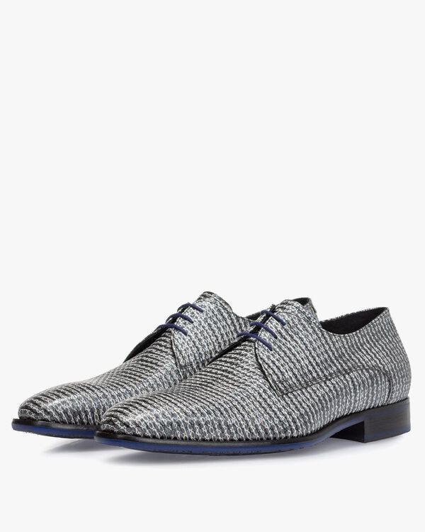 Lace shoe metallic with print grey