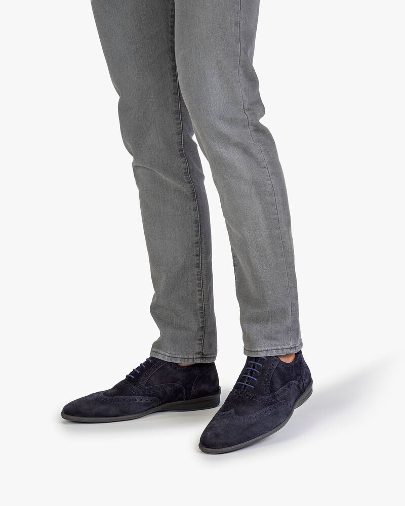 Schn&uuml;rschuh Wildleder blau