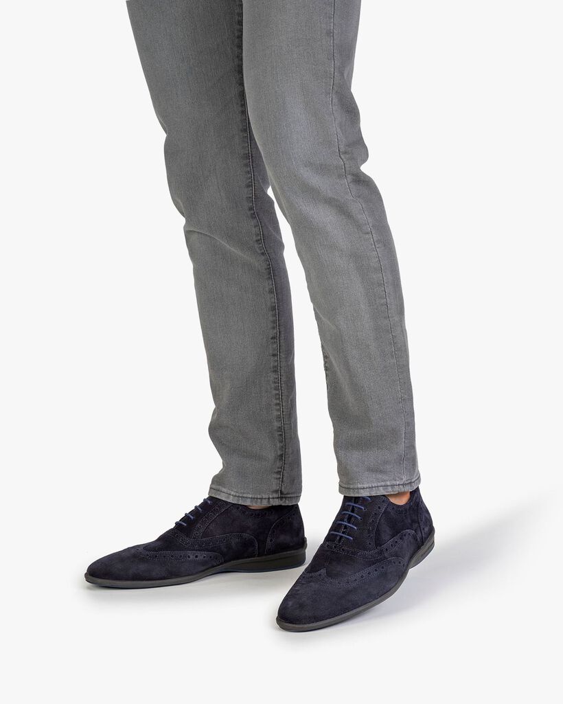 Schn&uuml;rschuh Wildleder blau