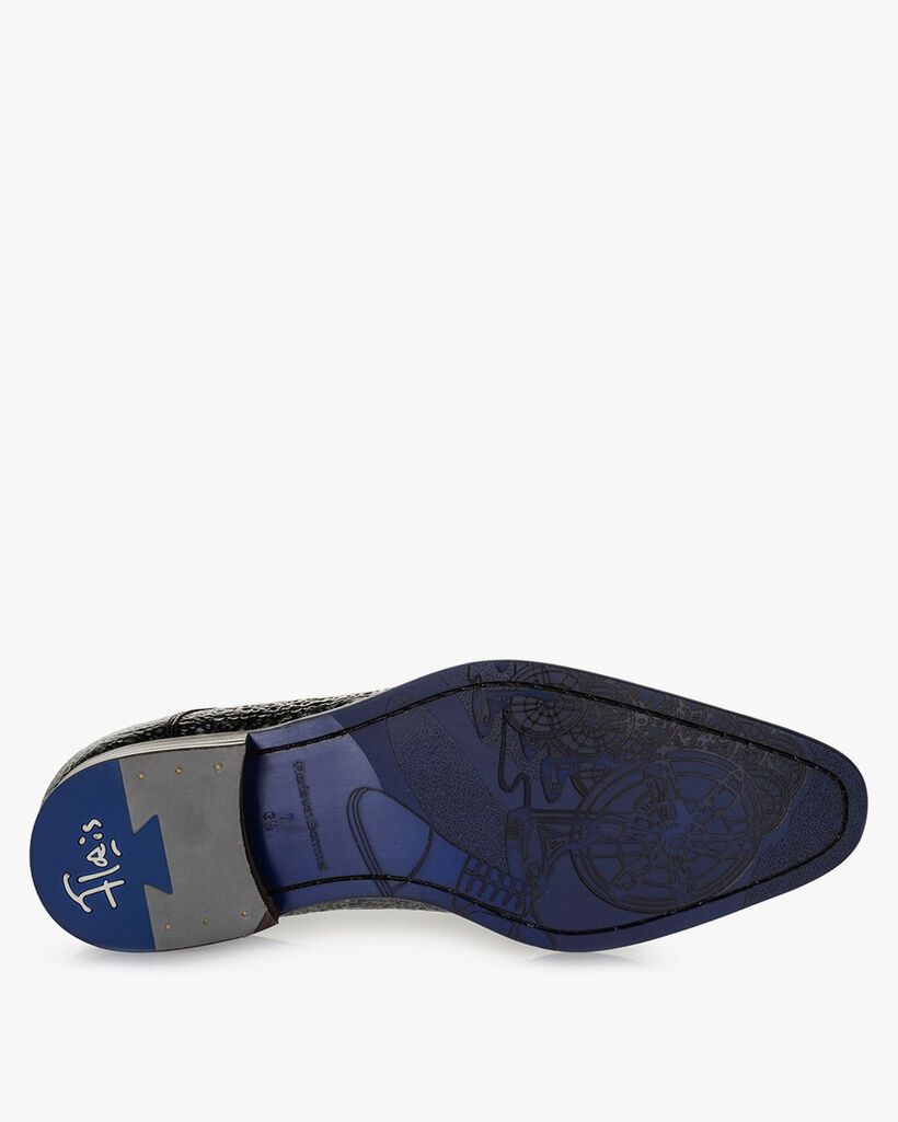 Schn&uuml;rschuh Metallic-Print gr&uuml;n