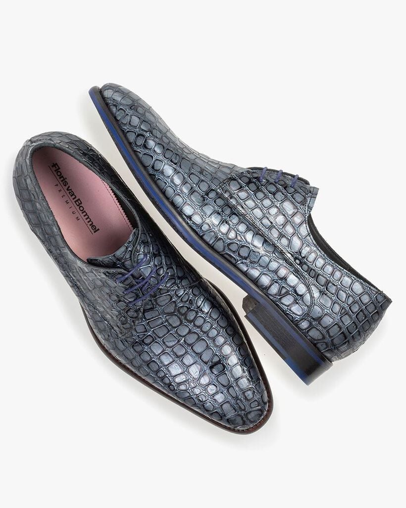 Schn&uuml;rschuh metallic blau