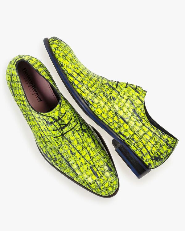 Schn&uuml;rschuh Lackleder gelb