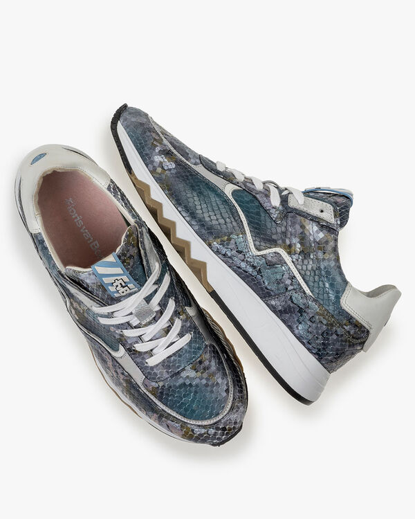 Nineti Leder mit Print blau