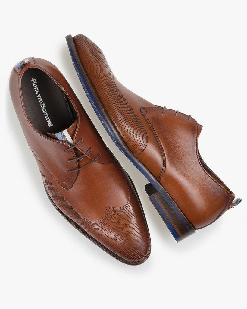 Schn&uuml;rschuh Kalbsleder cognac