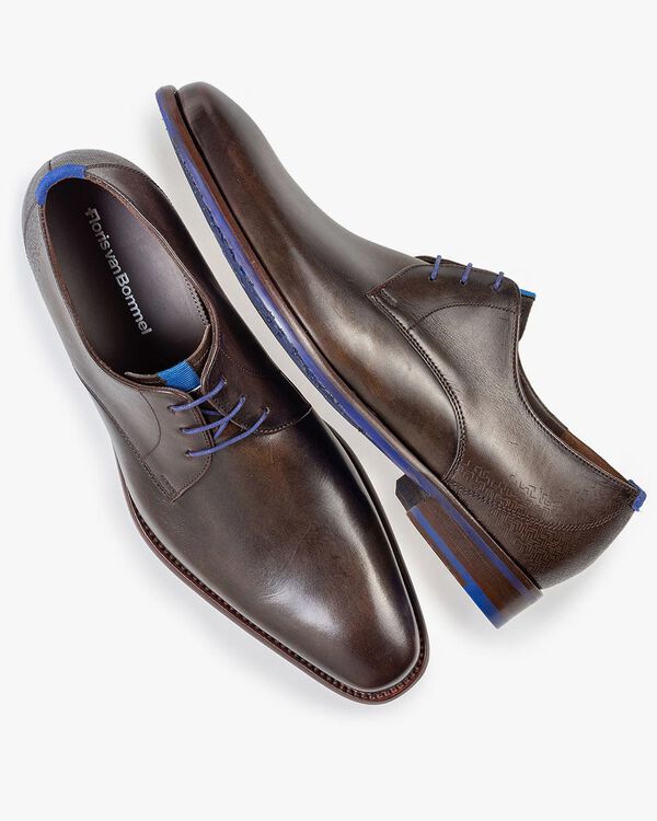 Lace shoe calf leather dark brown