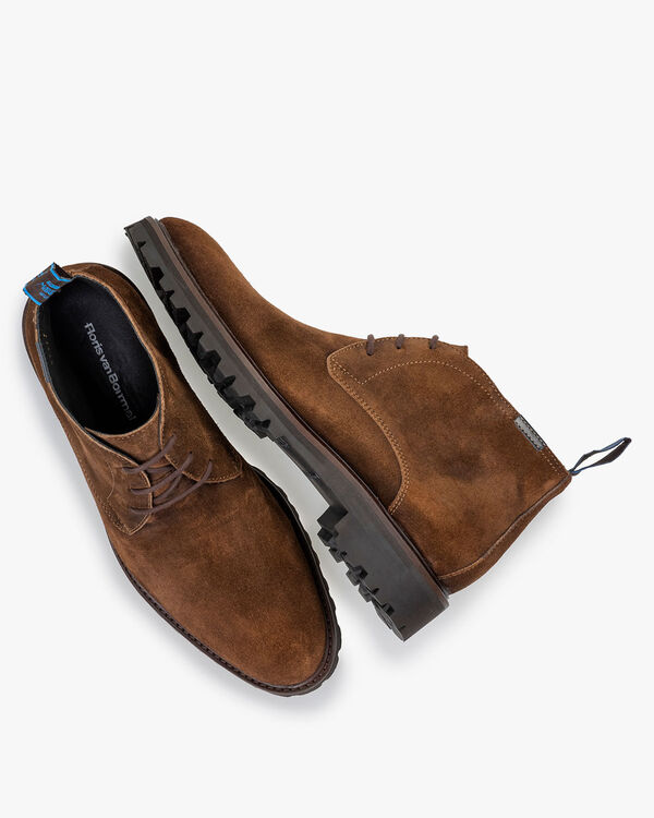 Schn&uuml;rstiefel Wildleder cognac