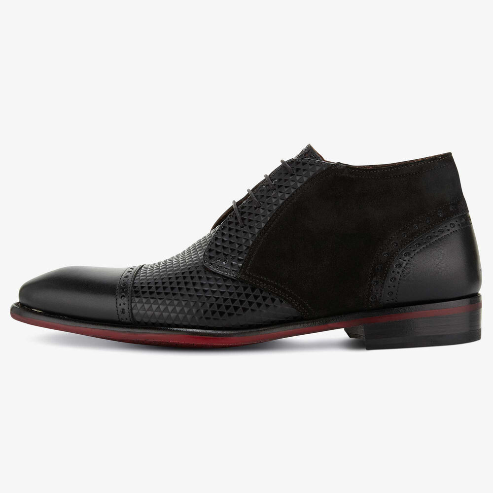 Floris van Bommel schwarze Leder Herren Schnürstiefel