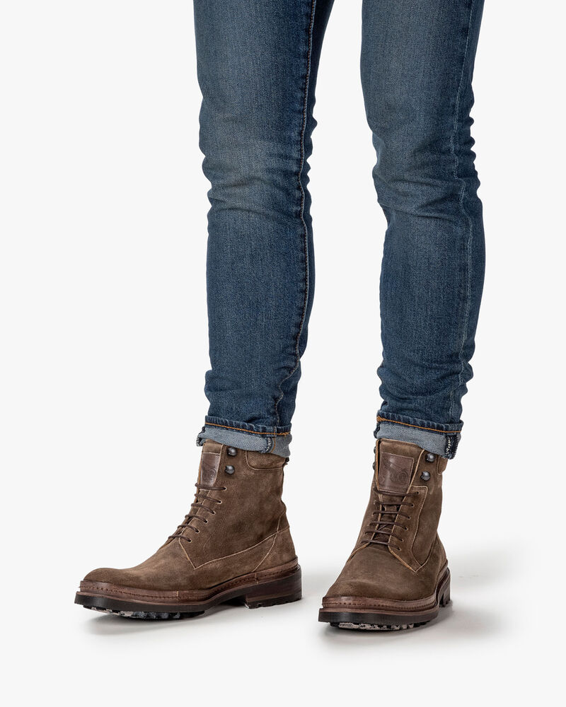 Schn&uuml;rstiefel Wildleder sandfarben