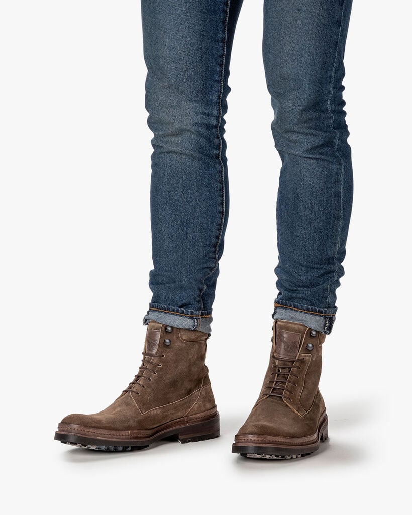 Schn&uuml;rstiefel Wildleder sandfarben