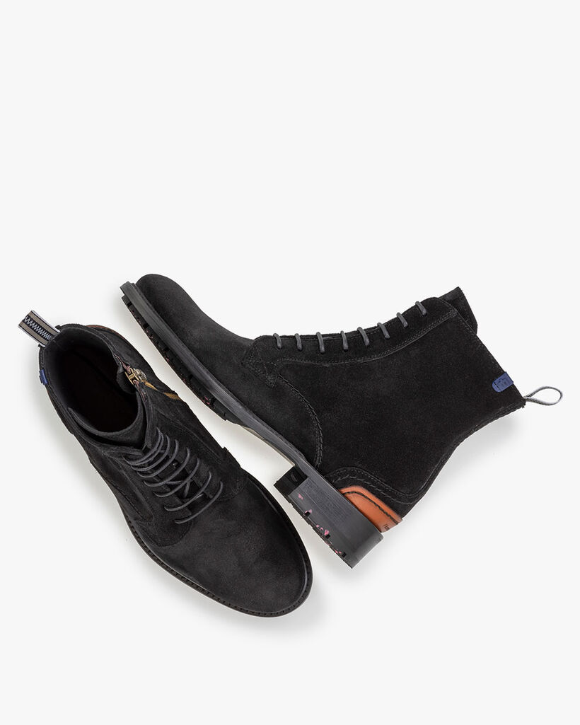 Schn&uuml;rstiefel Wildleder schwarz