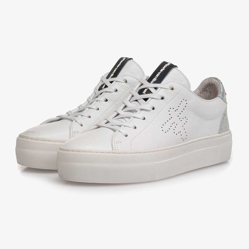 White structured calf leather sneaker