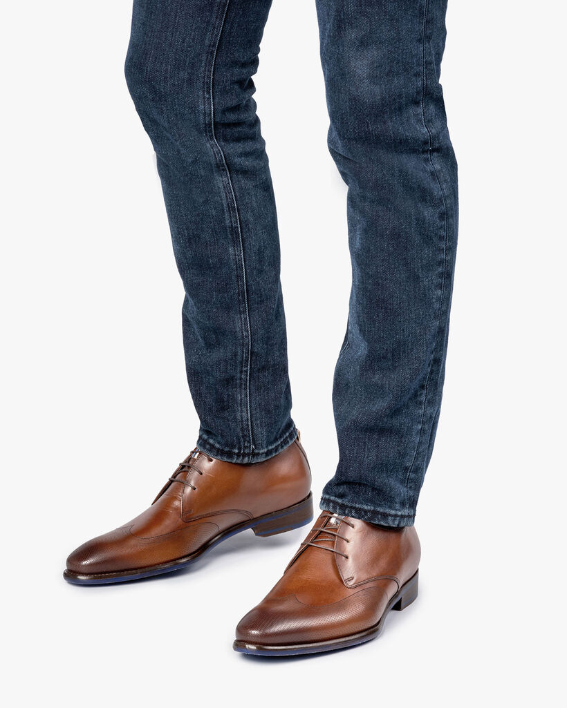 Schn&uuml;rschuh Kalbsleder cognac