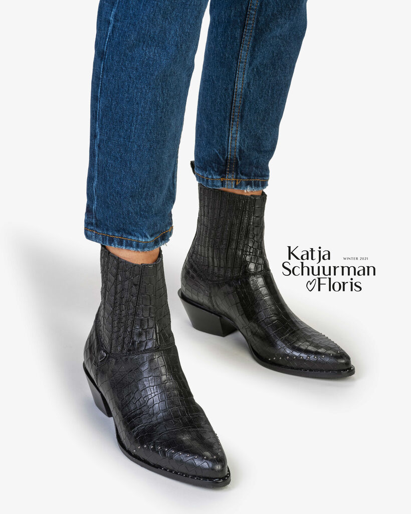 Chelsea Boot Reptilienprint schwarz