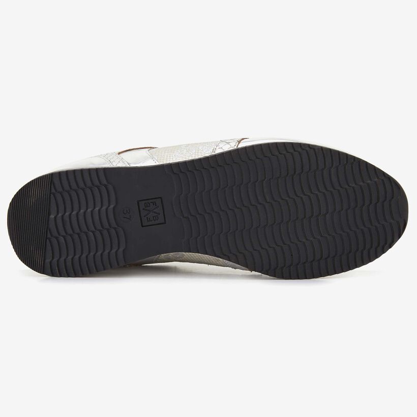 Floris van Bommel silberfarbener Damen-Sneaker mit Blümchen-Muster