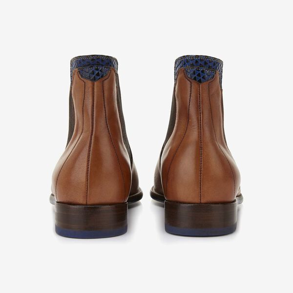 Floris van Bommel cognacfarbener Leder-Herren-Chelsea-Boot
