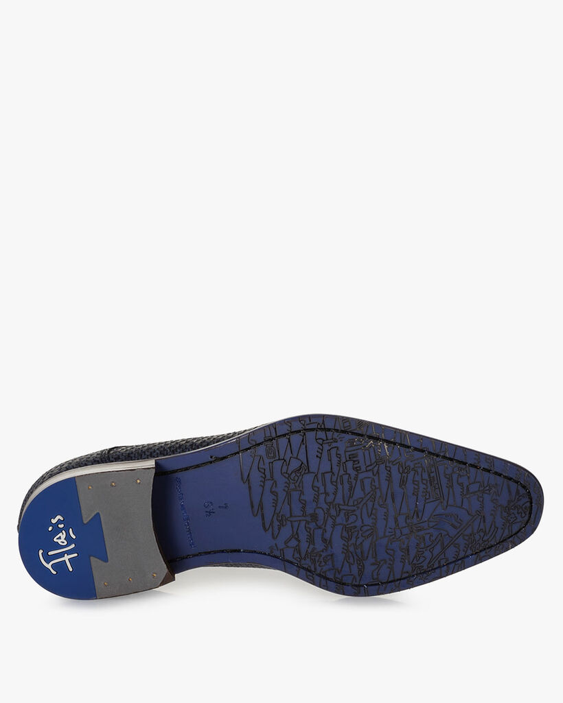 Lace shoe nubuck leather dark blue