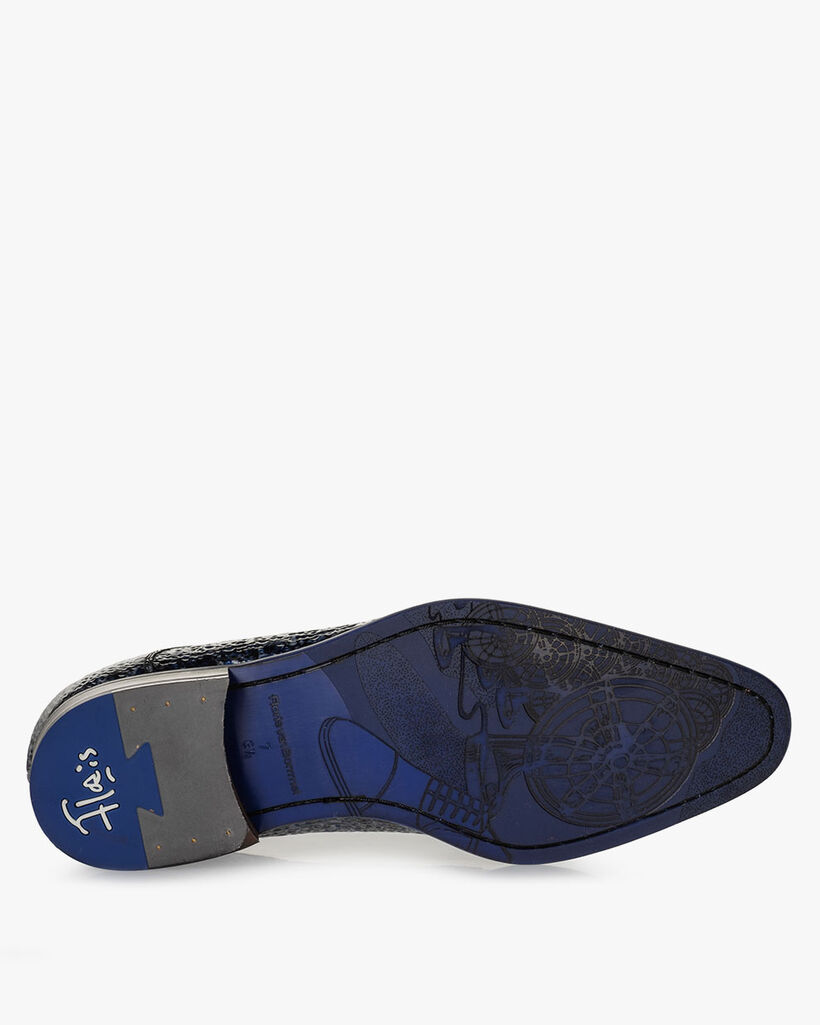 Schn&uuml;rschuh Metallic-Print blau