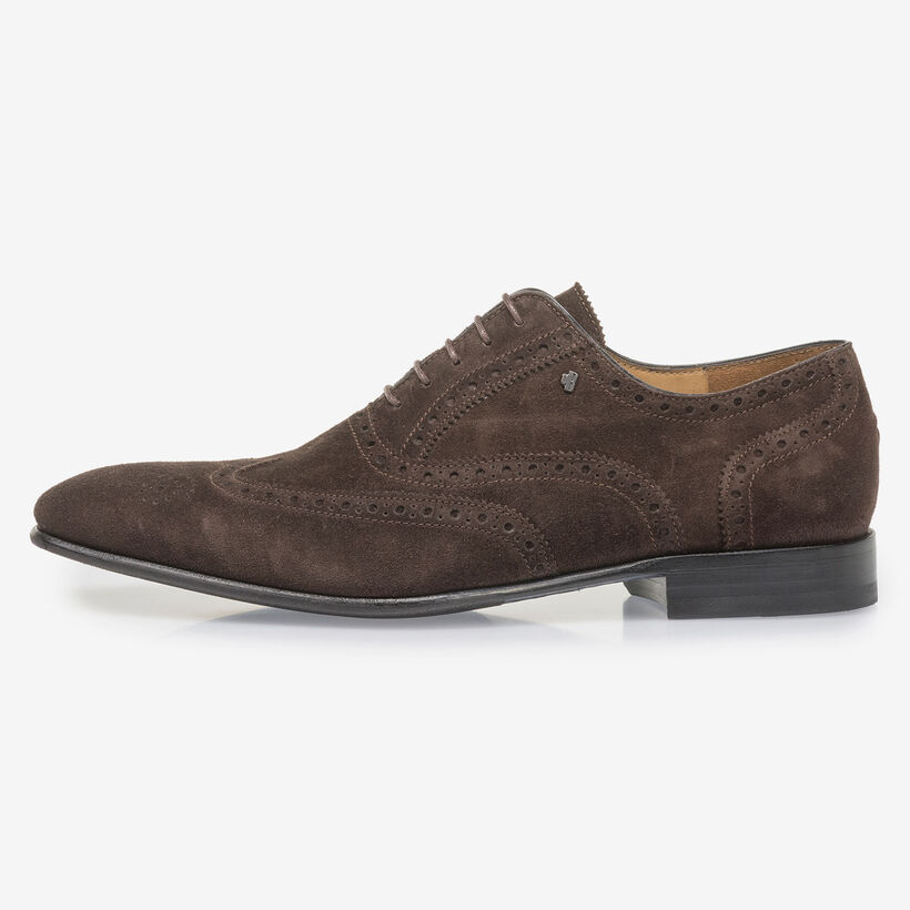 Dark brown suede leather brogue