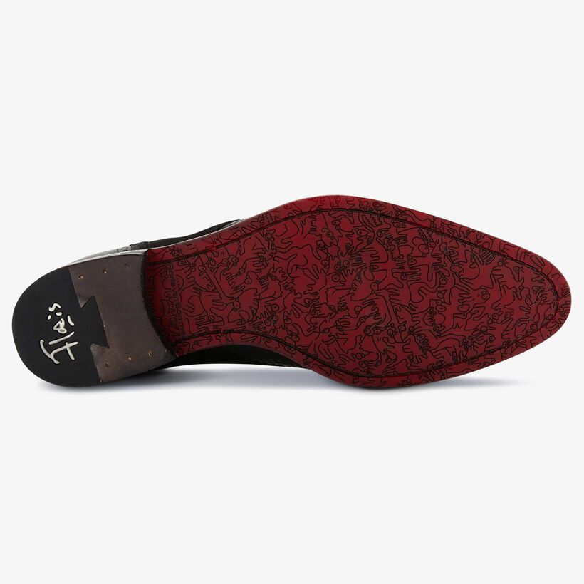 Floris van Bommel schwarze Leder Herren Schnürstiefel