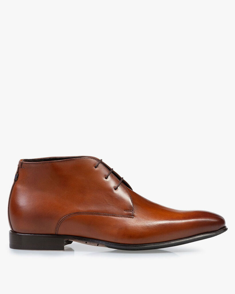Schn&uuml;rstiefel Kalbsleder cognac