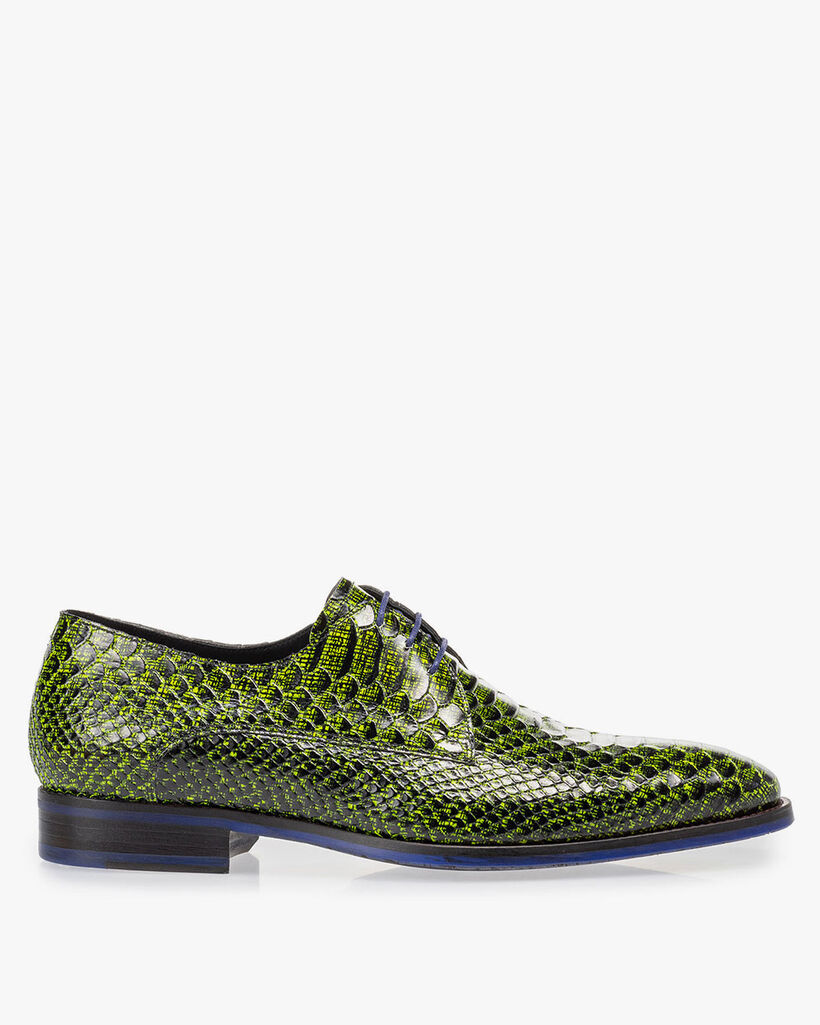 Lace shoe snake print dark yellow