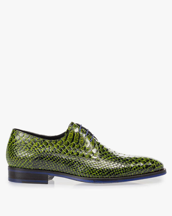 Lace shoe snake print dark yellow