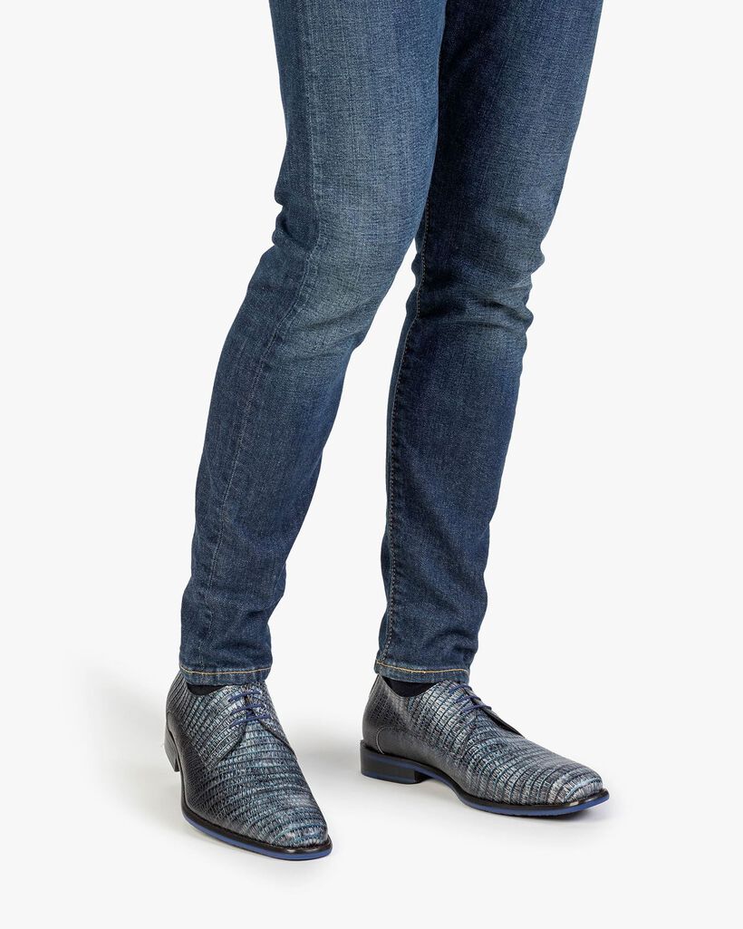 Schn&uuml;rschuh mit Print grau