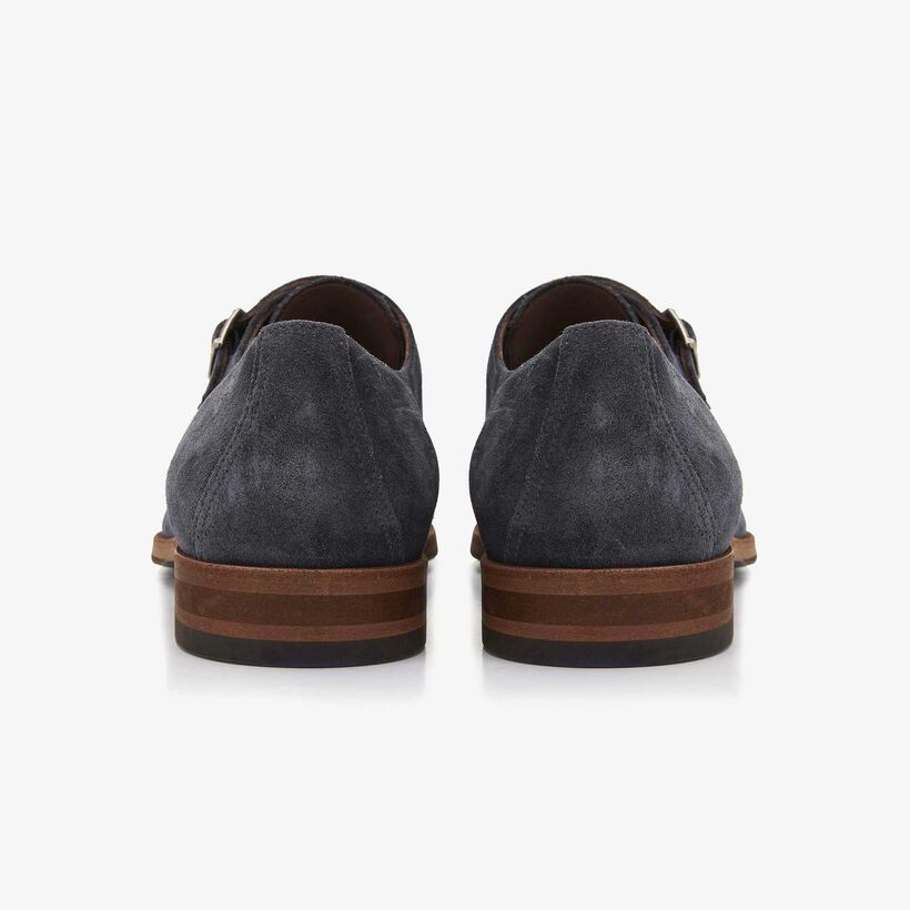 Floris van Bommel blauer Herren-Schnallenschuh aus Veloursleder