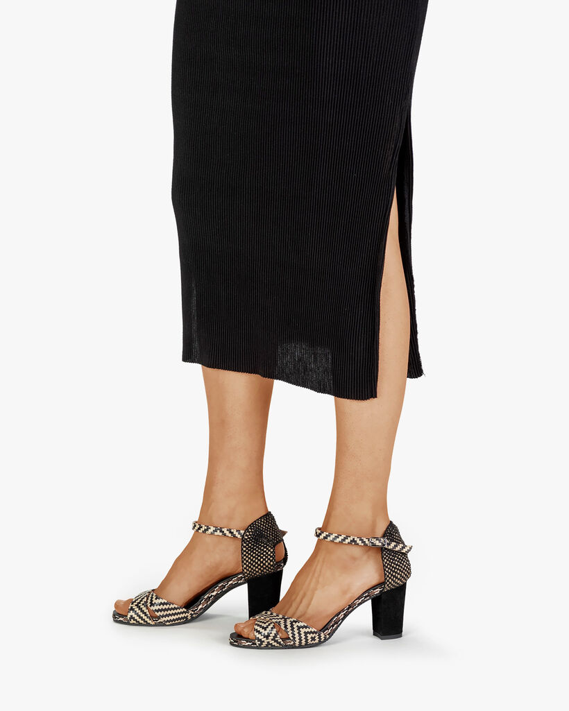 Sandale Leder mit Print schwarz-wei&szlig;