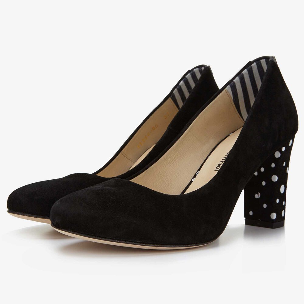 Floris van Bommel schwarzer Damen-Pumps aus Veloursleder