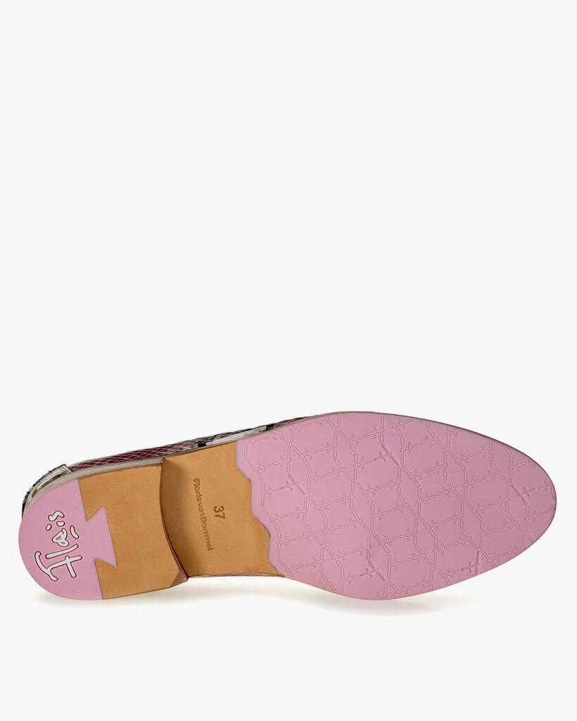 Loafer Leder mit Print pink