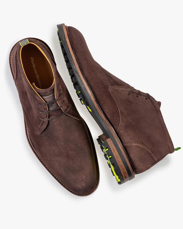 Lace boot suede leather brown